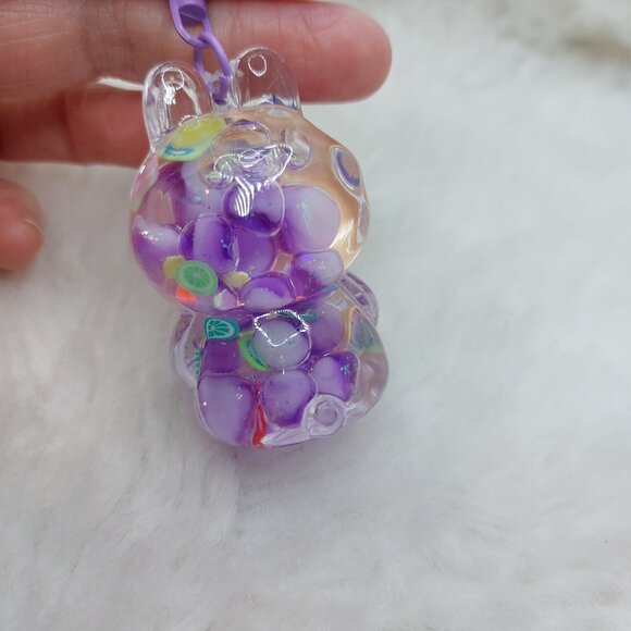 2/$19 Labubu Flowing Sand Exquisite purple keychain with bell - Picture 3 of 9